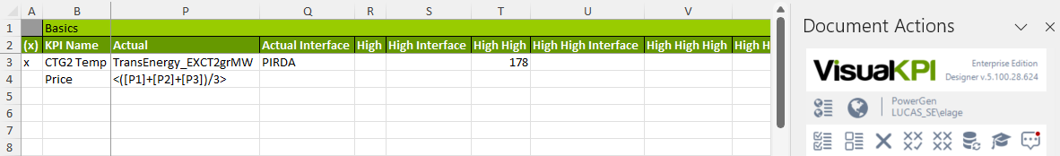 KPI Parameters Example