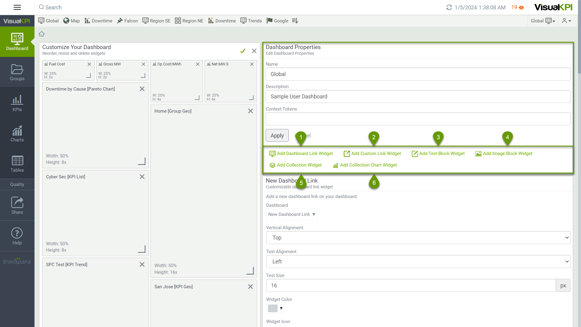 Dashboard Properties