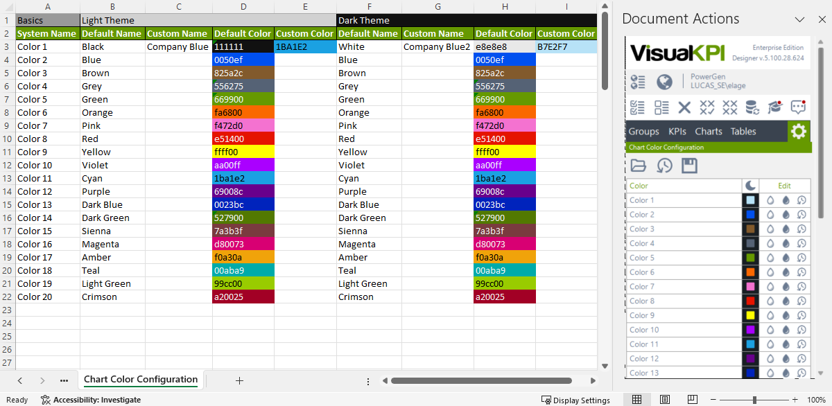 Chart Colors Worksheet