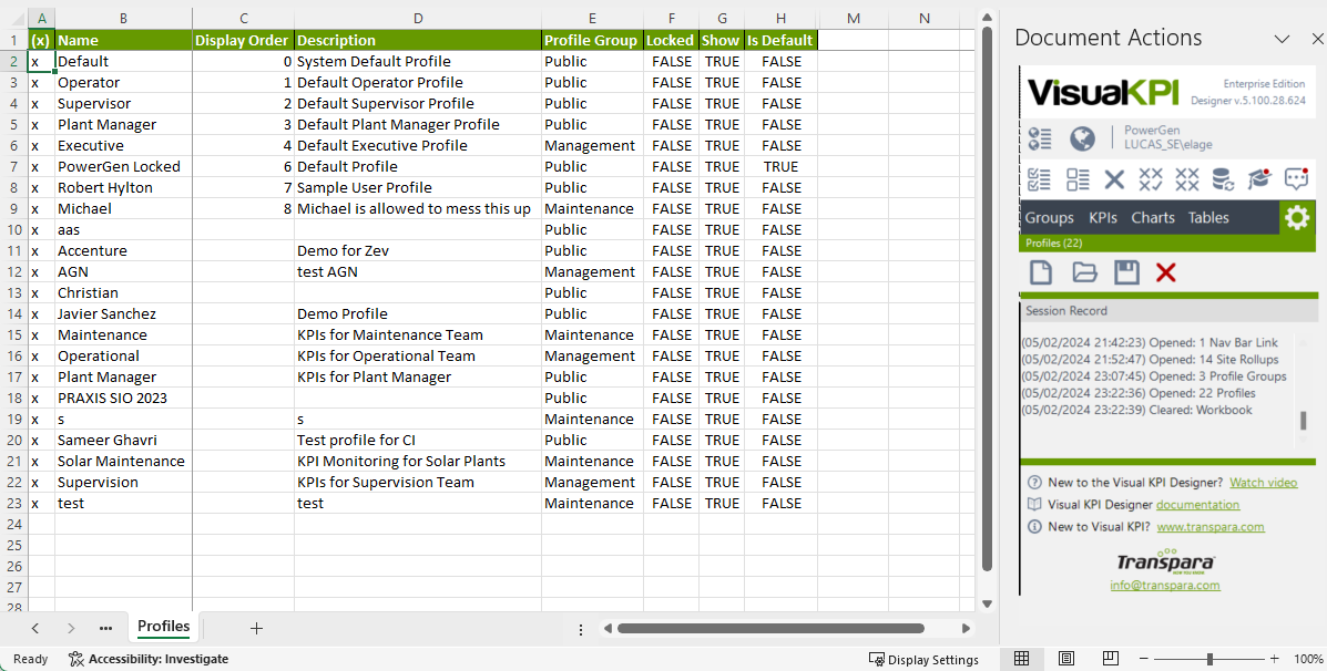 Profiles Worksheet